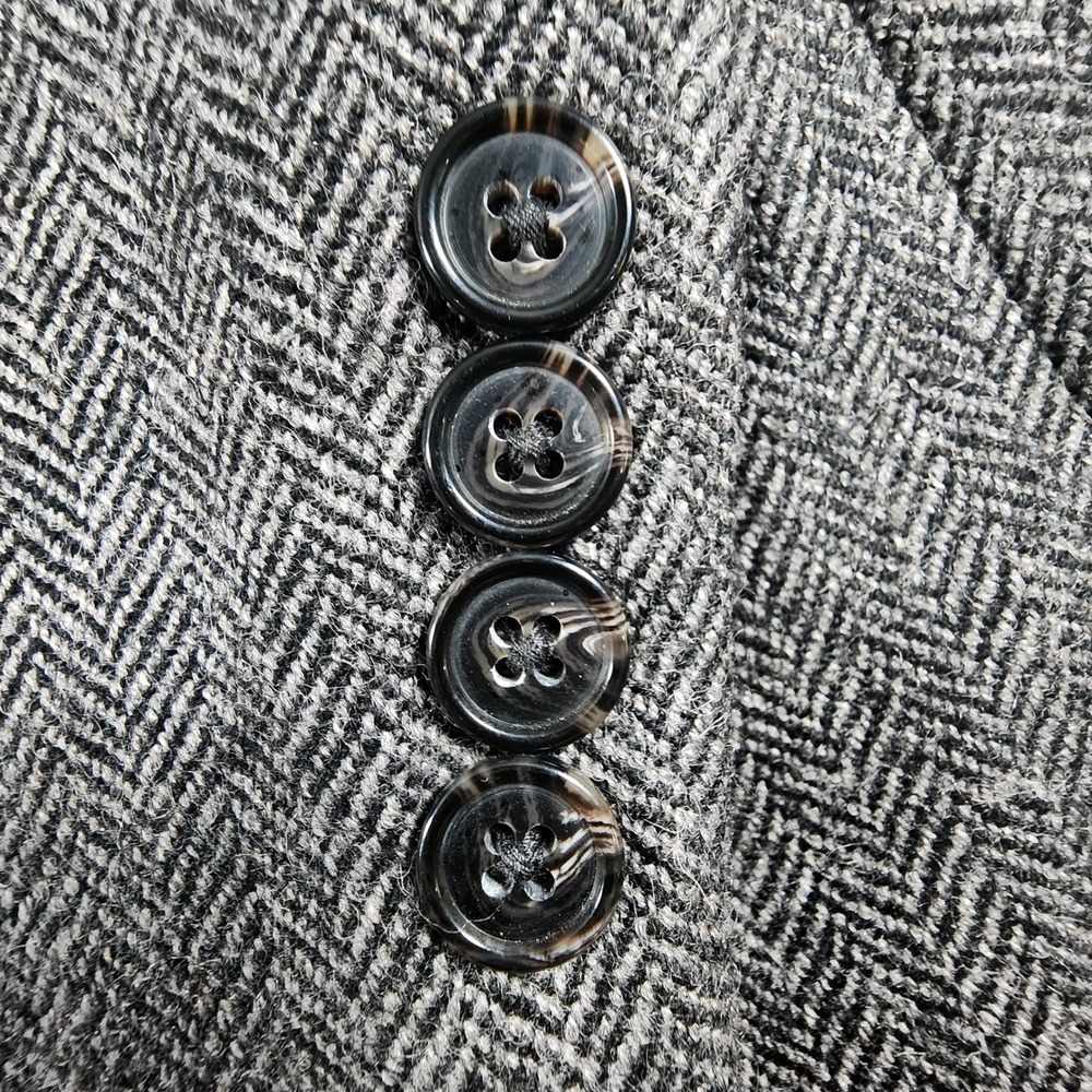 Lauren Ralph Lauren Sport Coat Mens 40L Grey Herringbone 100% Wool Blazer Jacket - Picture 5 of 13